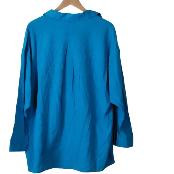TOPSHOP Women's Button Front Shirt Cotton Blue Oversized Size 8 - Picture 8 of 12